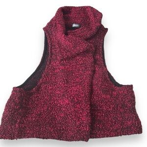 Alembika Vest Unique Women’s L red black knit wool cotton blend collared draped